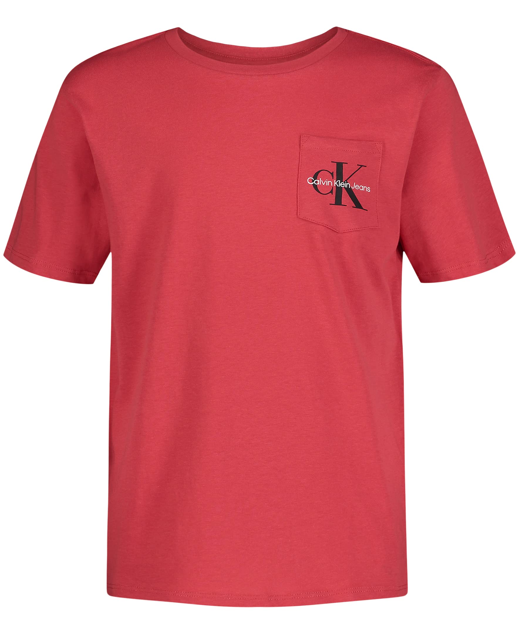 Calvin Klein Boys' Short Sleeve Pocket Logo Crew Neck T-Shirt, Soft, Comfortable, Relaxed Fit